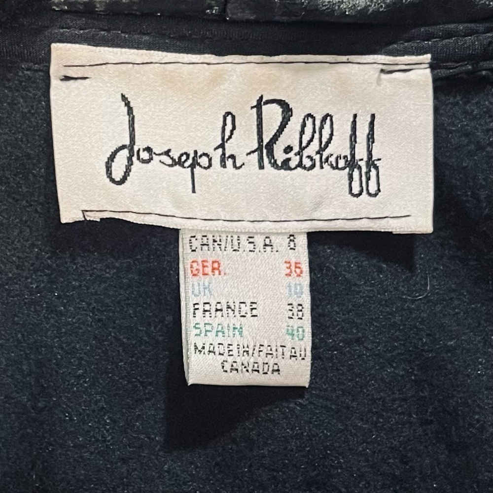 Joseph Ribkoff Vintage Black Snap Front Peplum Moto Metallic Jacket Blazer sz 6 - Picture 14 of 15